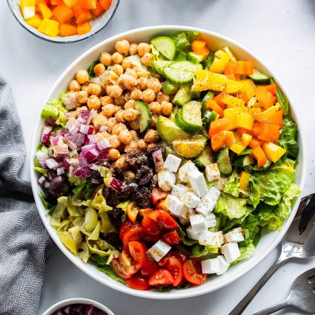 Delicious Mediterranean Chopped Salad With Blue Zone Goodness