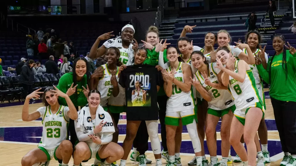 Uo Women Celebrate First Big Ten Win