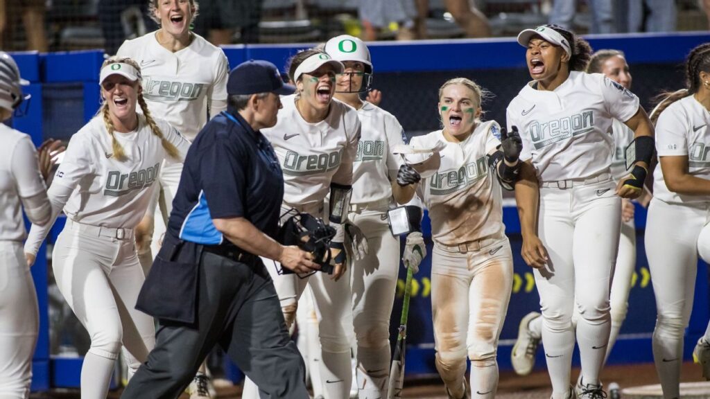 Oregon triumphs in epic 10 inning wcws showdown; tennessee sends florida