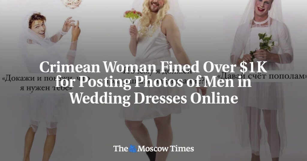 Woman fined for posting photos of men in wedding dresses