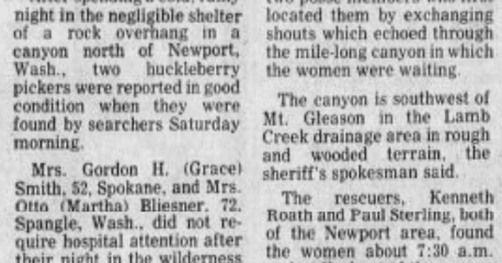 Rescue mission: two women saved from huckleberry picking adventure