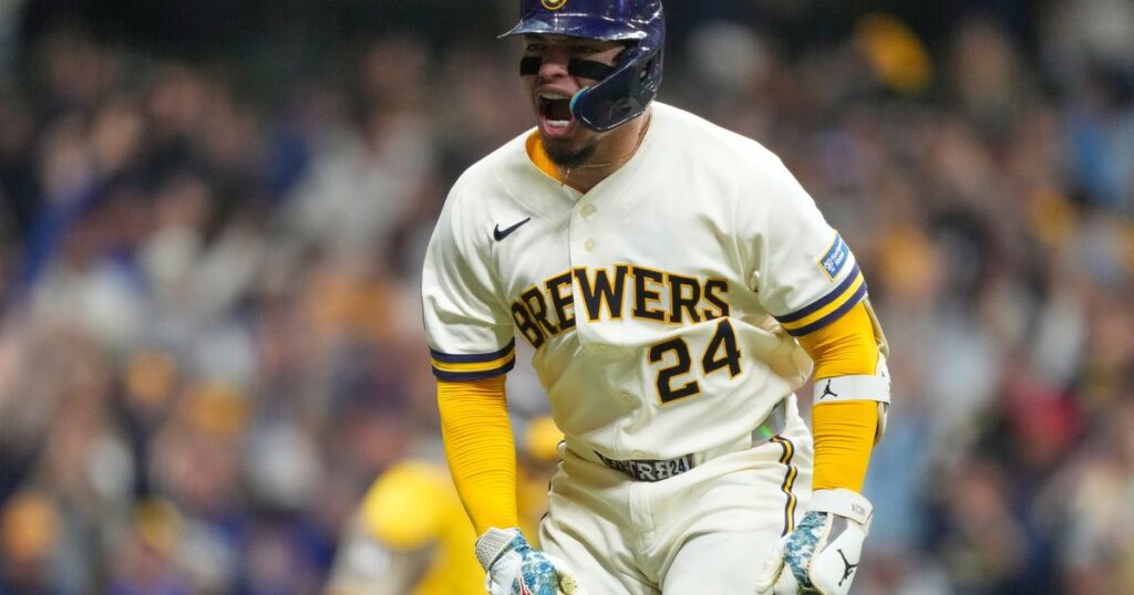 Brewers edge Padres 3 2 in NLDS opener that features bizarre